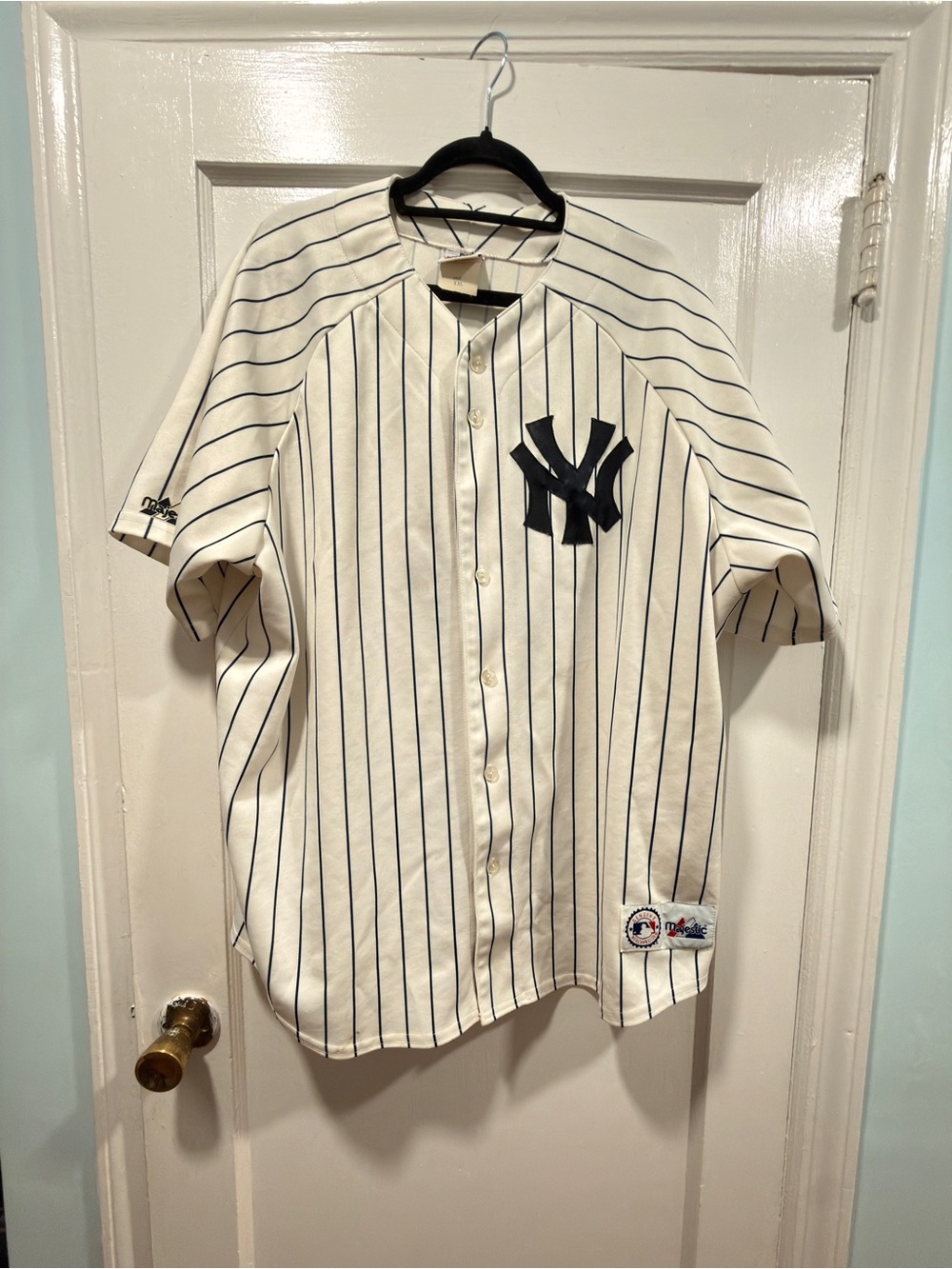 Majestic White Pinstripe New York Baseball Jersey
